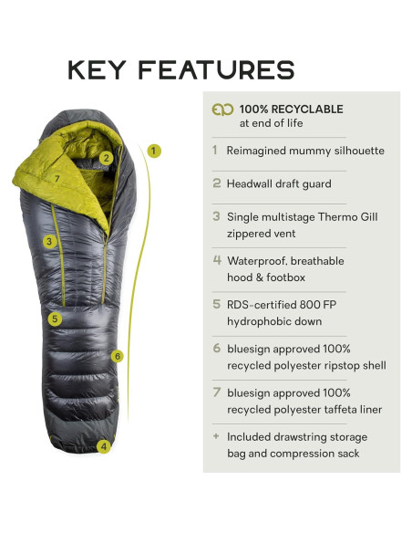 Saco de Dormir NEMO Coda 10F a 20F Regular Gris