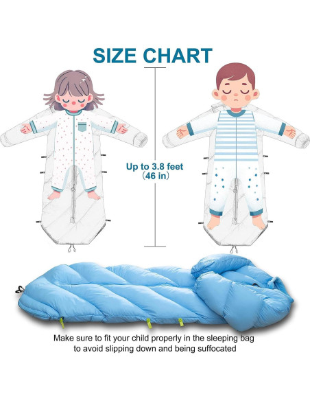 Saco de Dormir Acolchado AZITREK para Niños 2-4 Años