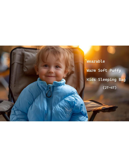 Saco de Dormir Acolchado AZITREK para Niños 2-4 Años