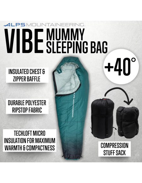 Saco de Dormir Mummy ALPS Vibe +4.4C Regular Esmeralda