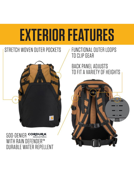 Mochila de Senderismo Carhartt 45L Nylon Repelente al Agua