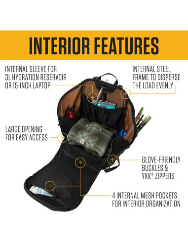 Mochila de Senderismo Carhartt 45L Nylon Repelente al Agua