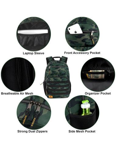 Mochila Kelty 28L Camo para Laptop 19" con Bolsillos