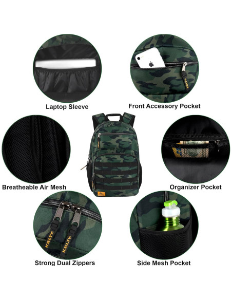 Mochila Kelty 28L Camo para Laptop 19" con Bolsillos