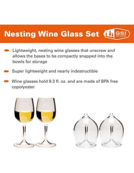 Juego de 2 Copas de Vino Apilables GSI Outdoors 275 ml