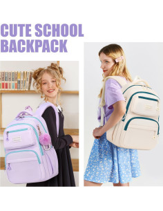Mochila Escolar para Niñas MOONBABY Púrpura 45x18x34 cm 2