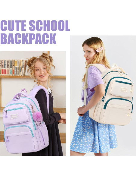 Mochila Escolar para Niñas MOONBABY Púrpura 45x18x34 cm