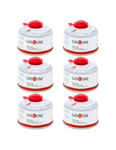 Gas One Isobutano 100g - Paquete de 6 Cartuchos Camping