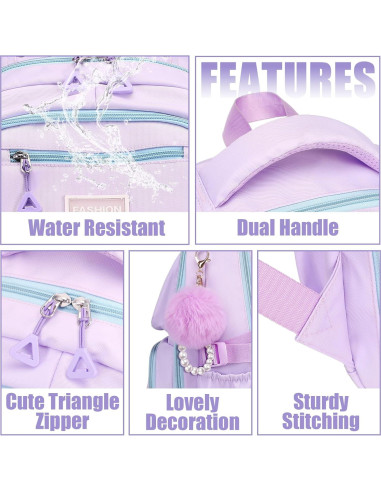 Mochila Escolar para Niñas MOONBABY Púrpura 45x18x34 cm