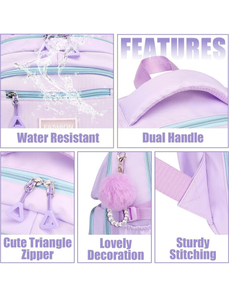 Mochila Escolar para Niñas MOONBABY Púrpura 45x18x34 cm