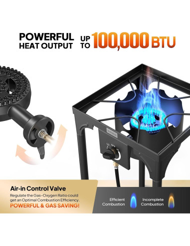 Estufa de Gas Portátil ROVSUN 100,000 BTU Propano Camping
