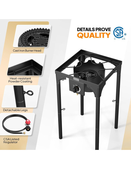 Estufa de Gas Portátil ROVSUN 100,000 BTU Propano Camping