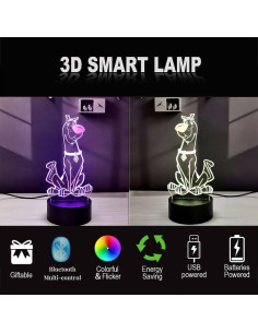 Lámpara Nocturna 3D Perro Cartoon Olwekqx Control APP 7 Colores 2