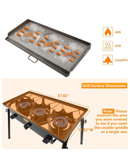 Plancha de Cocina Hisencn 96.5x44.5cm para Estufa Camp Chef