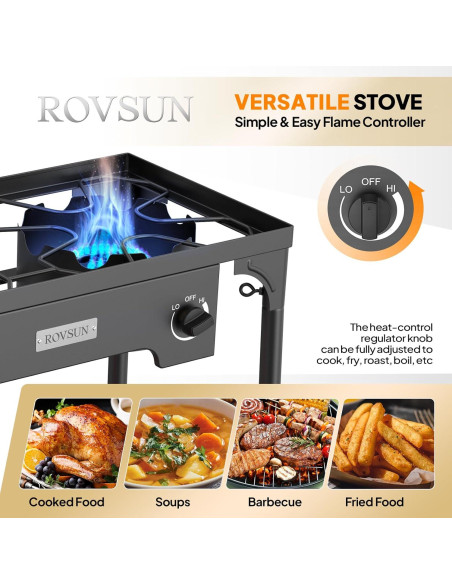 Estufa de Camping ROVSUN 2 Quemadores 150,000 BTU Gas Propano