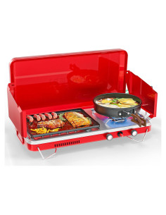 Estufa de Camping Portátil ROVSUN 2-en-1 Gas 10000 BTU