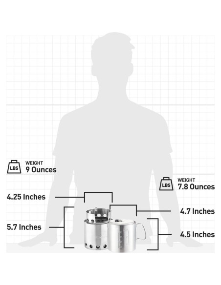 Estufa de Campamento Solo Stove Lite + Olla 900 ml - Acero Inoxidable