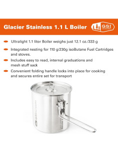 Calentador Ultraligero GSI Outdoors 1.1L Acero Inoxidable 2