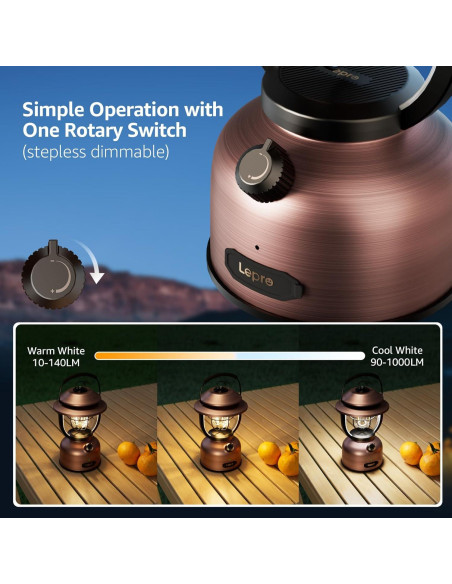 Linterna de Camping LED Lepro Retro 2500K 5000K Recargable