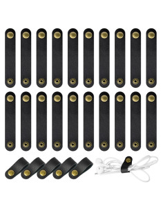 20 Organizadores de Cables de Cuero Gfdoso - Reutilizables Negros