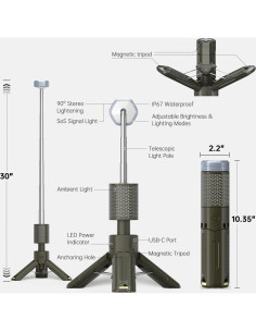 Lámpara de Camping MORIKO Telescópica 10,500mAh IP67 Verde 2