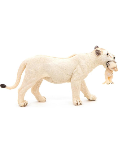 Figura de Papo Leona Blanca con Cachorro Multicolor 14.5cm