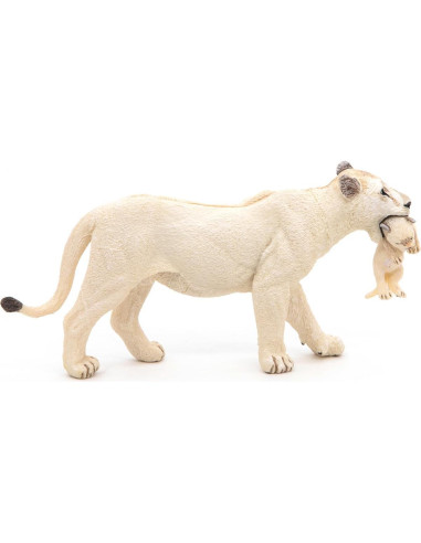 Figura de Papo Leona Blanca con Cachorro Multicolor 14.5cm