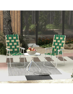 Juego de 2 Sillas Plegables Outsunny para Jardín Verde 2