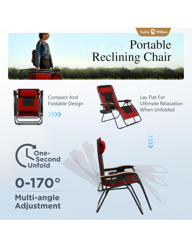 Conjunto de 2 Sillas Reclinado XL Sophia & William Rojo