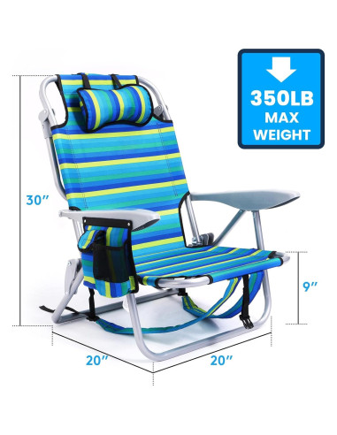 Silla de Playa Plegable Canpsky 2024 Rayas Oceánicas 5 Posiciones