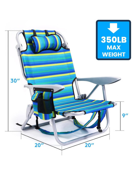 Silla de Playa Plegable Canpsky 2024 Rayas Oceánicas 5 Posiciones