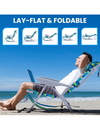 Silla de Playa Plegable Canpsky 2024 Rayas Oceánicas 5 Posiciones