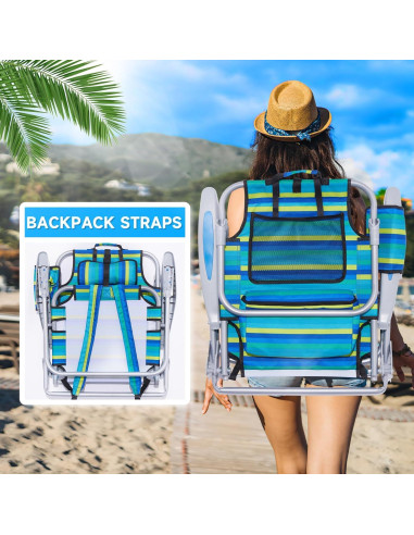 Silla de Playa Plegable Canpsky 2024 Rayas Oceánicas 5 Posiciones