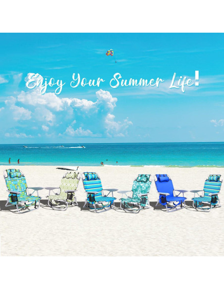 Silla de Playa Plegable Canpsky 2024 Rayas Oceánicas 5 Posiciones