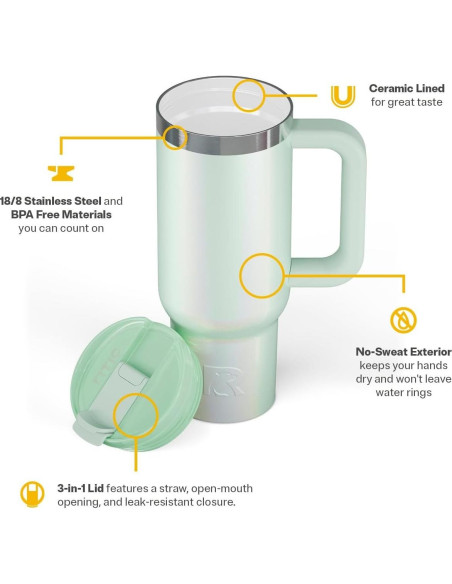 Taza de Viaje RTIC 30 oz Acero Inoxidable Aislada con Tapa 3 en 1