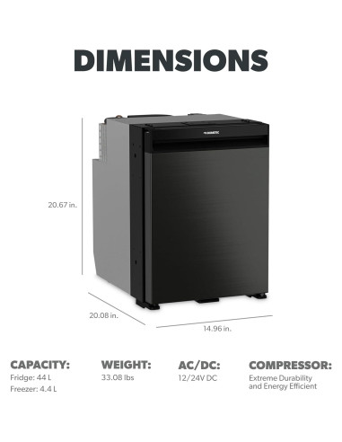 Refrigerador Dometic NRX 50C 44L Compresor Plata Oscuro