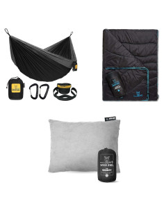 Hamaca de Camping Wise Owl Outfitters Negra con Almohada y Manta - Soporta 181 kg