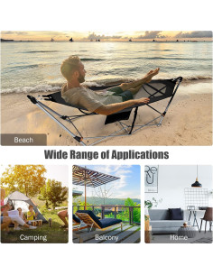 Hamaca Plegable Portátil Giantex con Soporte de Hierro 150kg 2