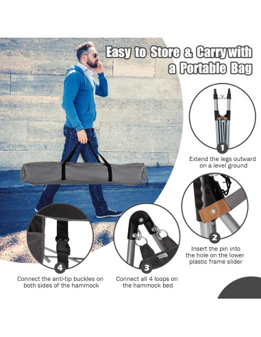 Hamaca Plegable Portátil Giantex con Soporte de Hierro 150kg