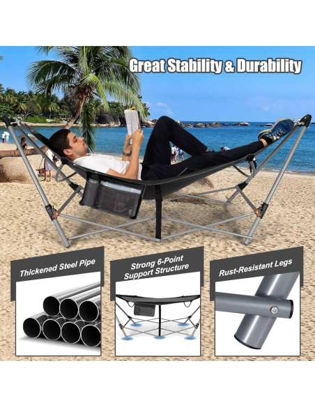 Hamaca Plegable Portátil Giantex con Soporte de Hierro 150kg