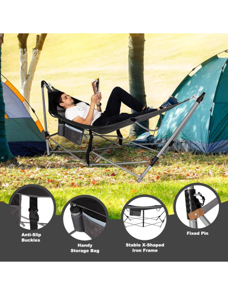Hamaca Plegable Portátil Giantex con Soporte de Hierro 150kg