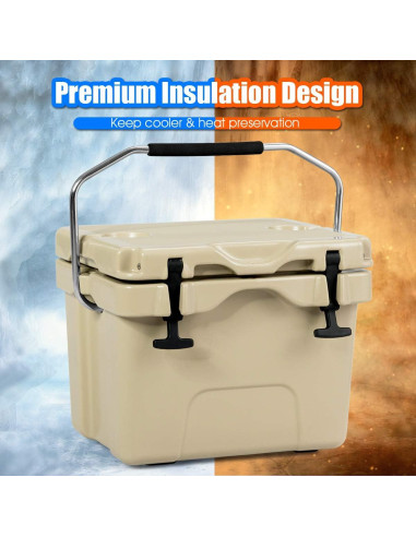 Hielera Goplus 15.14L Caqui Aislada Portátil para Camping