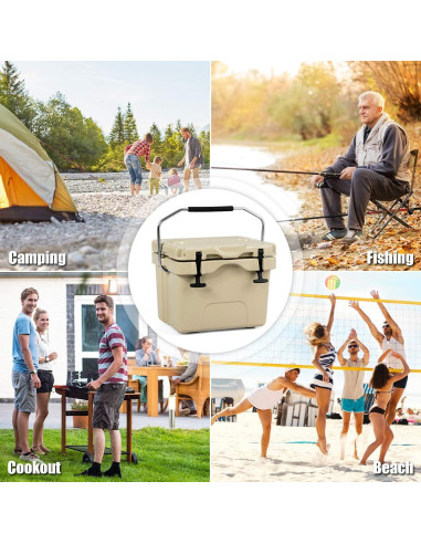 Hielera Goplus 15.14L Caqui Aislada Portátil para Camping