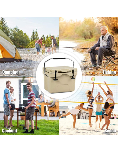 Hielera Goplus 15.14L Caqui Aislada Portátil para Camping