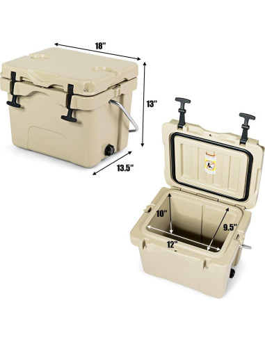 Hielera Goplus 15.14L Caqui Aislada Portátil para Camping