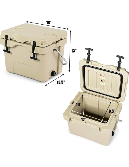 Hielera Goplus 15.14L Caqui Aislada Portátil para Camping