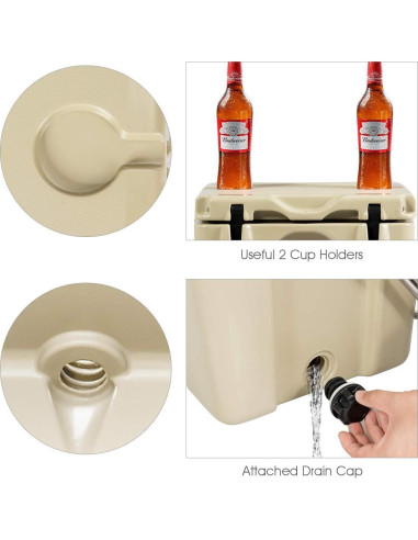 Hielera Goplus 15.14L Caqui Aislada Portátil para Camping