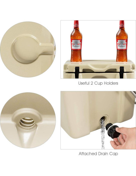 Hielera Goplus 15.14L Caqui Aislada Portátil para Camping