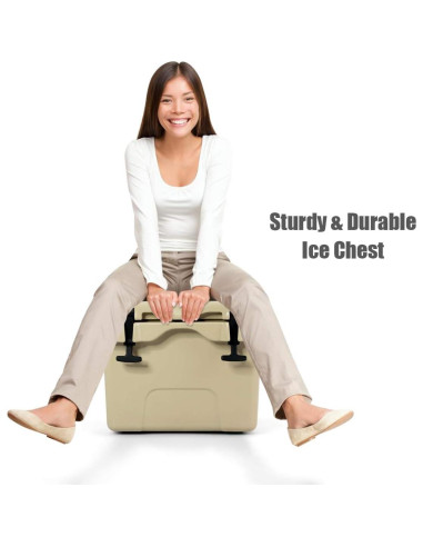 Hielera Goplus 15.14L Caqui Aislada Portátil para Camping