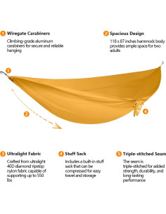 Soporte de Hamaca Portátil Anymaka - 250 kg - Amarillo Atardecer 2